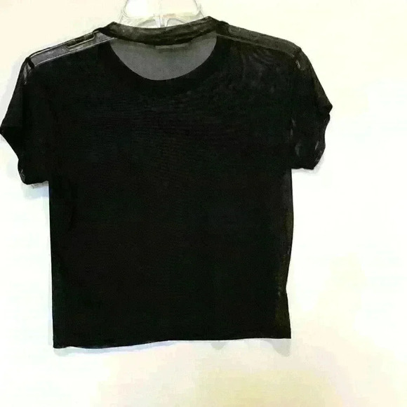 PACSUN Womens Mesh Tee Size XS Short Sleeve Tshirt Cropped Sheer Y2K LA HEARTS - Picture 2 of 3